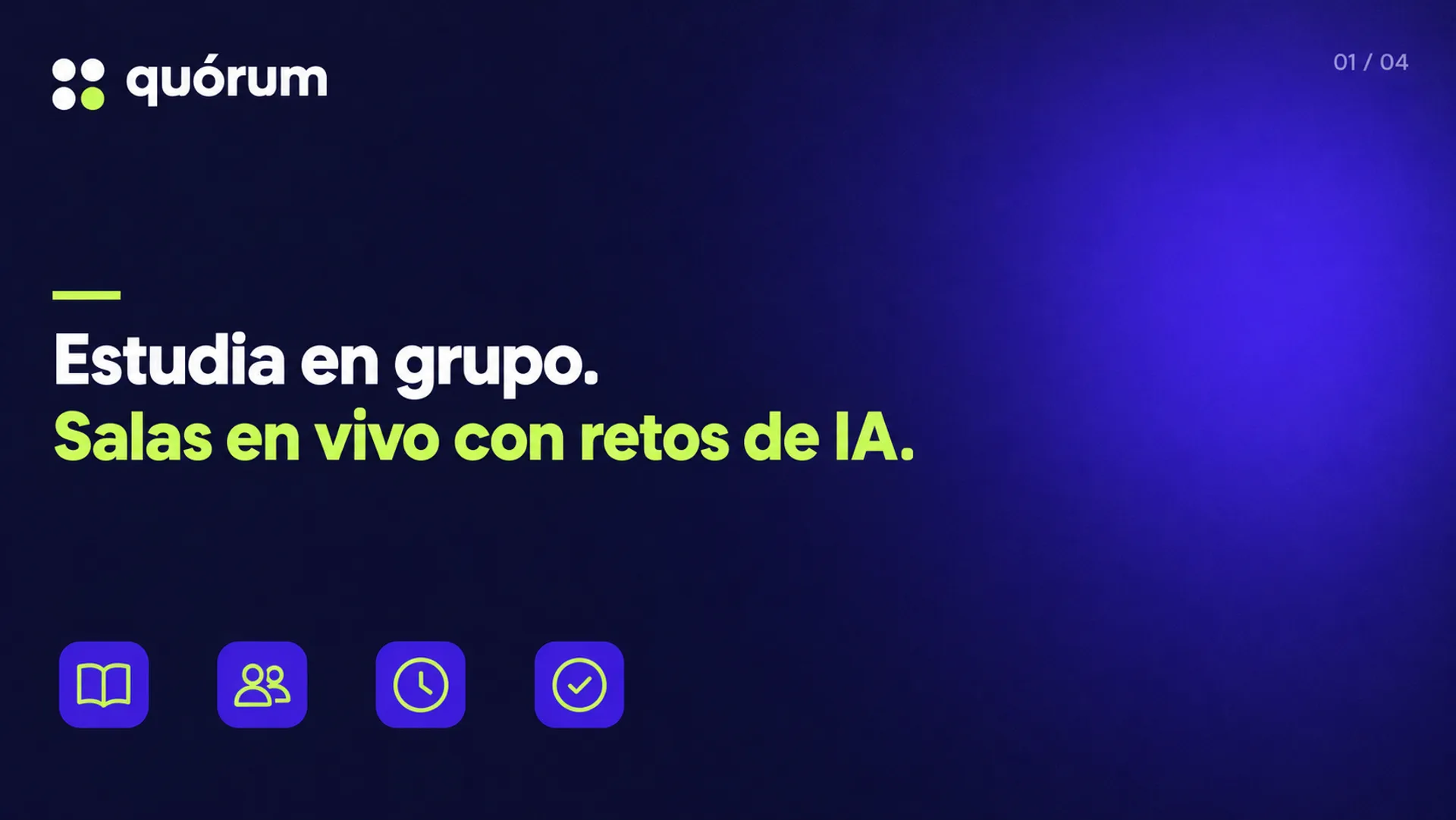 Quórum: estudia en grupo, salas en vivo con retos de IA
